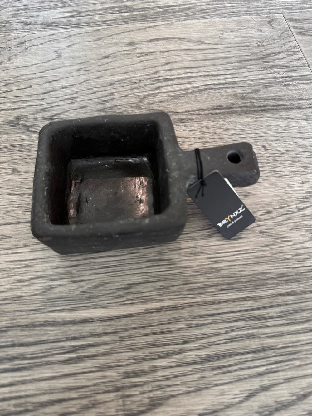 Brvnz Black Square Ceramic Candle Holder with Handle